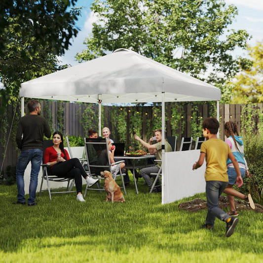 10 × 10FT Pop-Up Canopy Tent with 2 Half Sidewalls – White