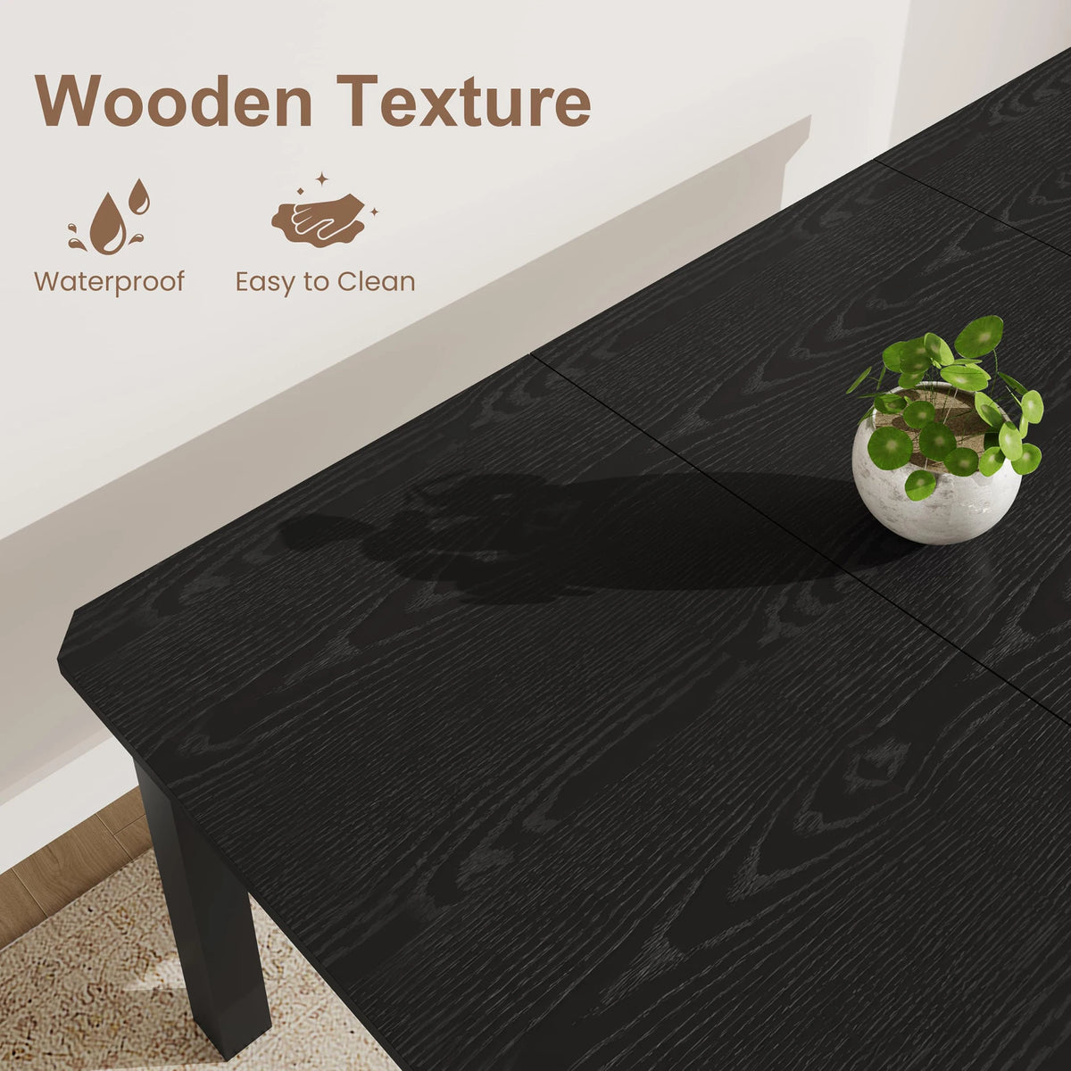 Industrial Dining Table for 4–10 – Wood Grain Top & Meta - 3 sizes available: 63", 70.8", or 78.7"