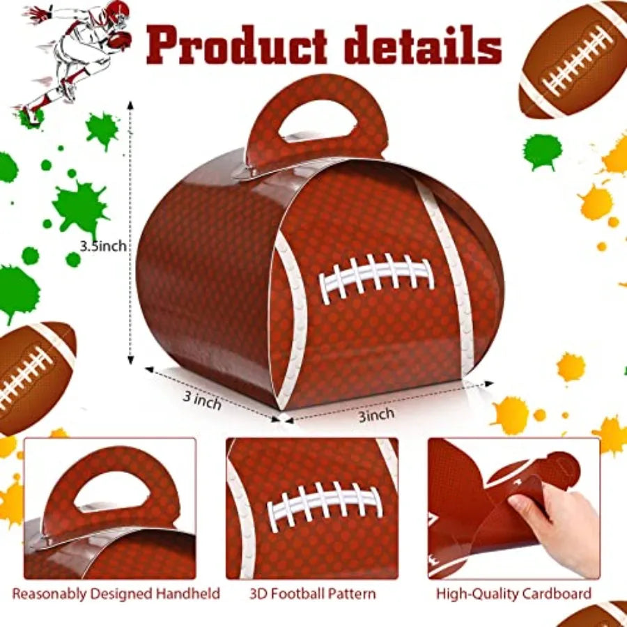 36-Pack Football Treat Boxes – 3" Sports Goodie Boxes