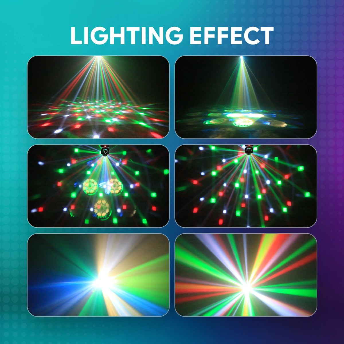 4-Pack Mini Moving Head DJ Party Lights – 30W Magic Ball Beam & Pattern Effects with Remote