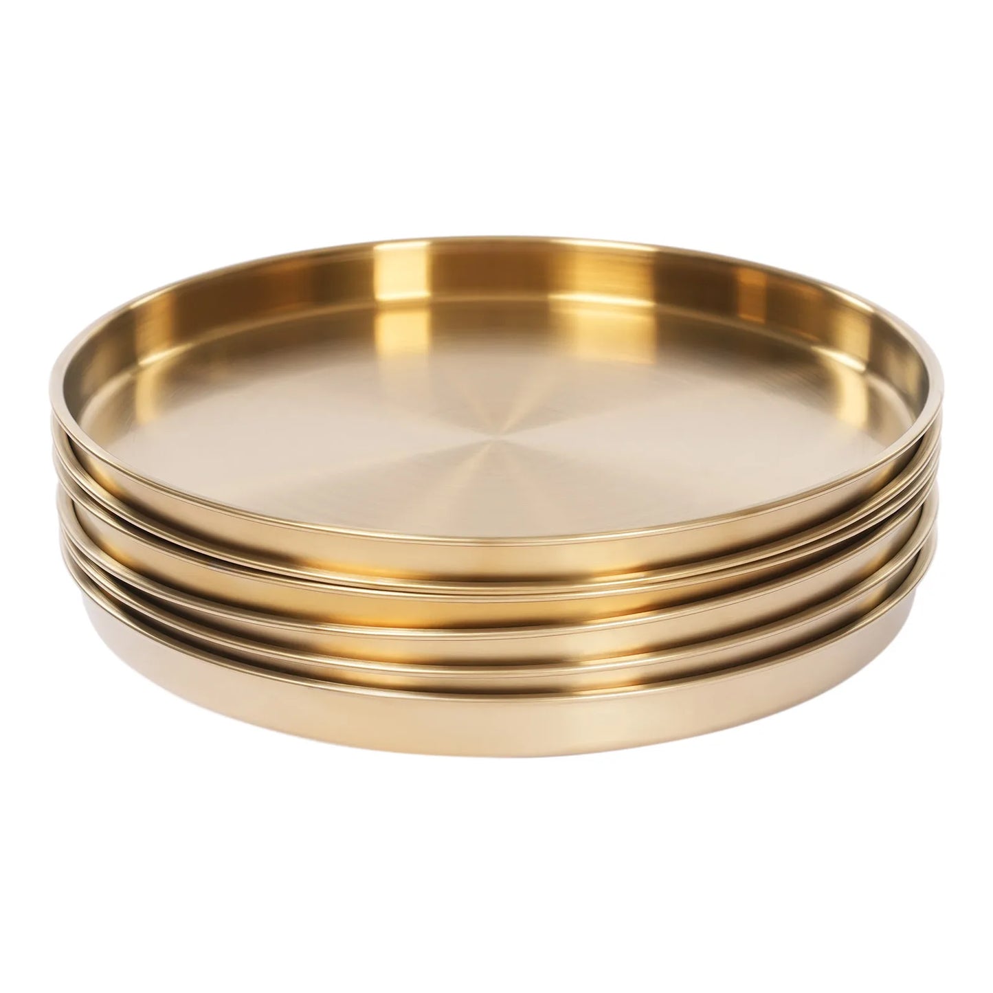 Gold Round Stainless Steel Serving & Display Trays – 12", 6 Piece Set