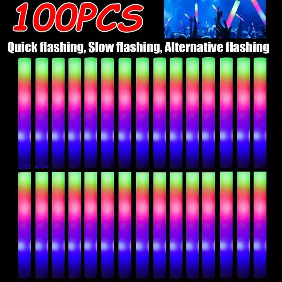 LED Glow Foam Sticks – 100 Piece Party Pack