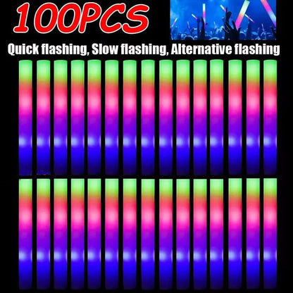 LED Glow Foam Sticks – 100 Piece Party Pack