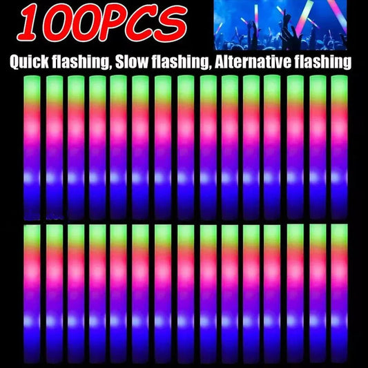 LED Glow Foam Sticks – 100 Piece Party Pack