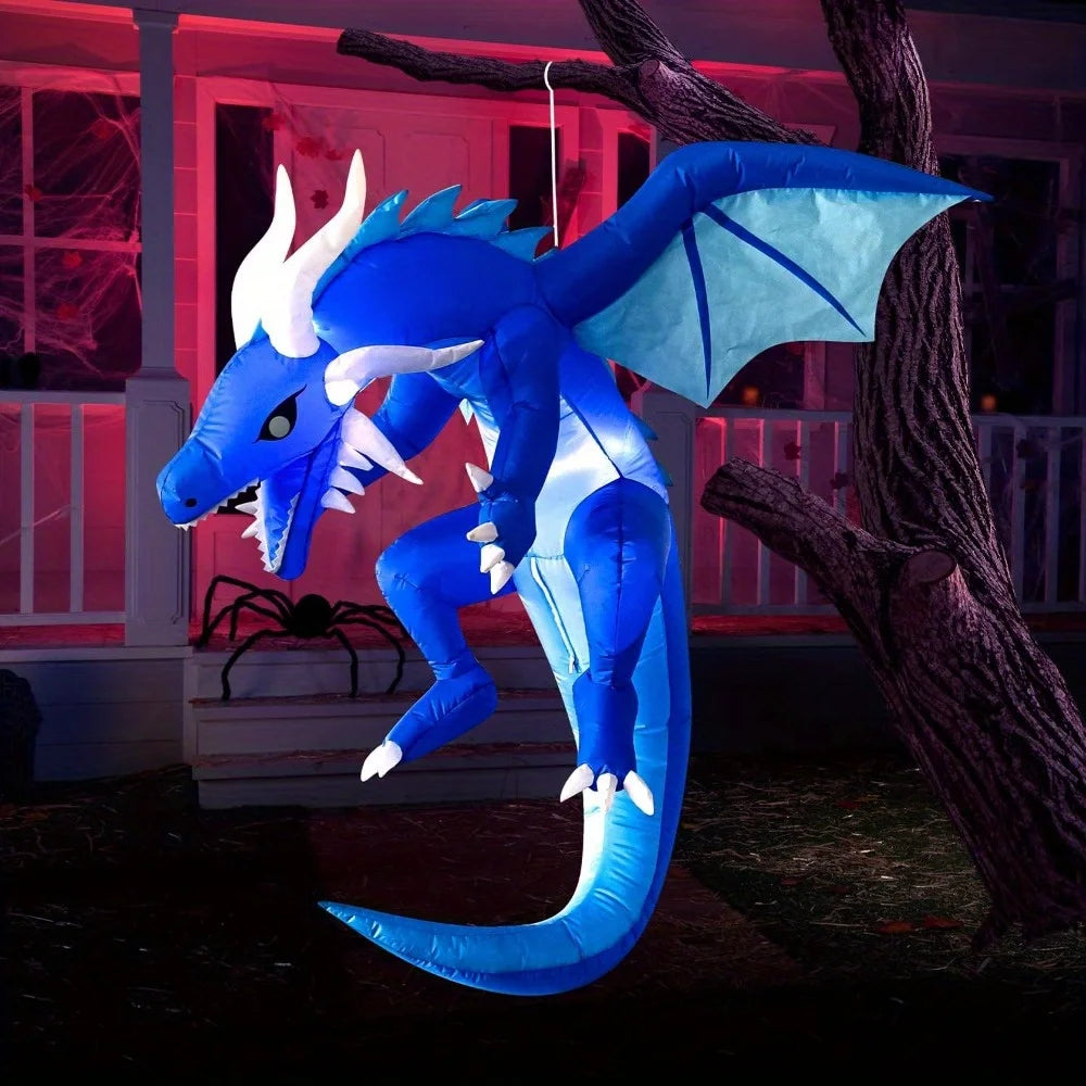 5-Ft Light-Up Hanging Ice Dragon Halloween Inflatable – Outdoor Yard Decoration with LED Lights