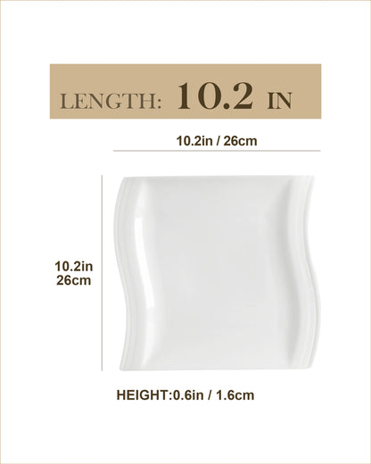 MALACASA FLORA Ivory White Porcelain Dinner Plates – 6 or 12 Piece Set