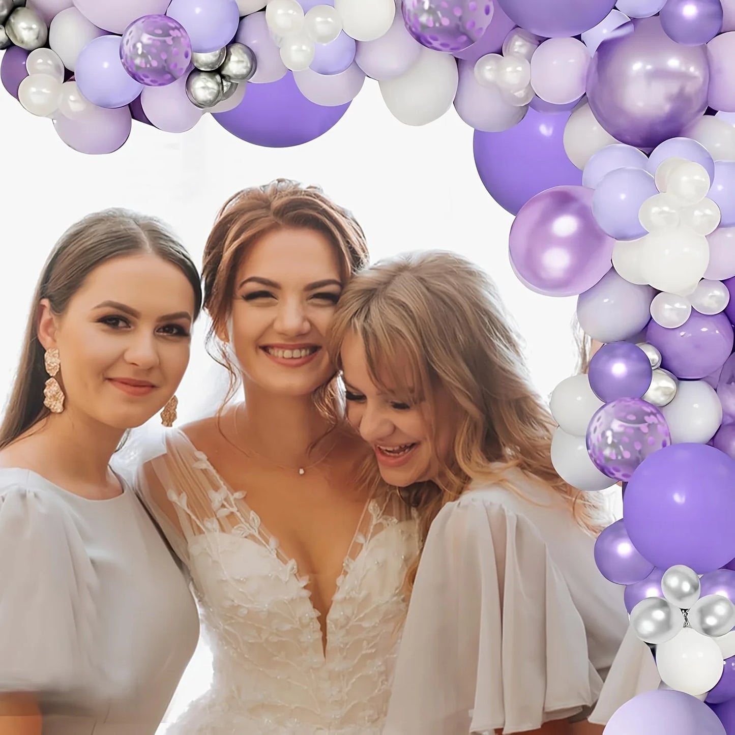 142-Piece Purple Balloon Garland Arch Kit – Lavender, Dark Purple, White & Metallic Party Balloons