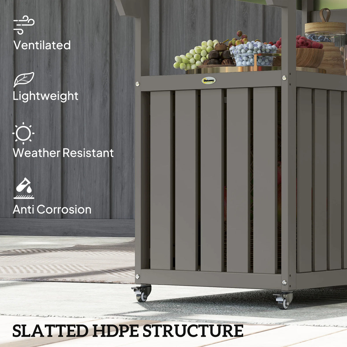 Outdoor Bar & Serving Cart with Storage – Dark Gray