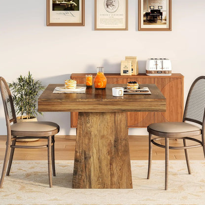 Tribesigns Square Dining Table for 4 – Farmhouse Pedestal Dining & Game Table