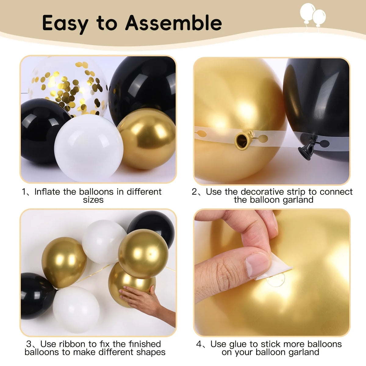 Luxury Black & Gold Balloon Garland Arch Kit – 183-Piece Party Celebration Décor