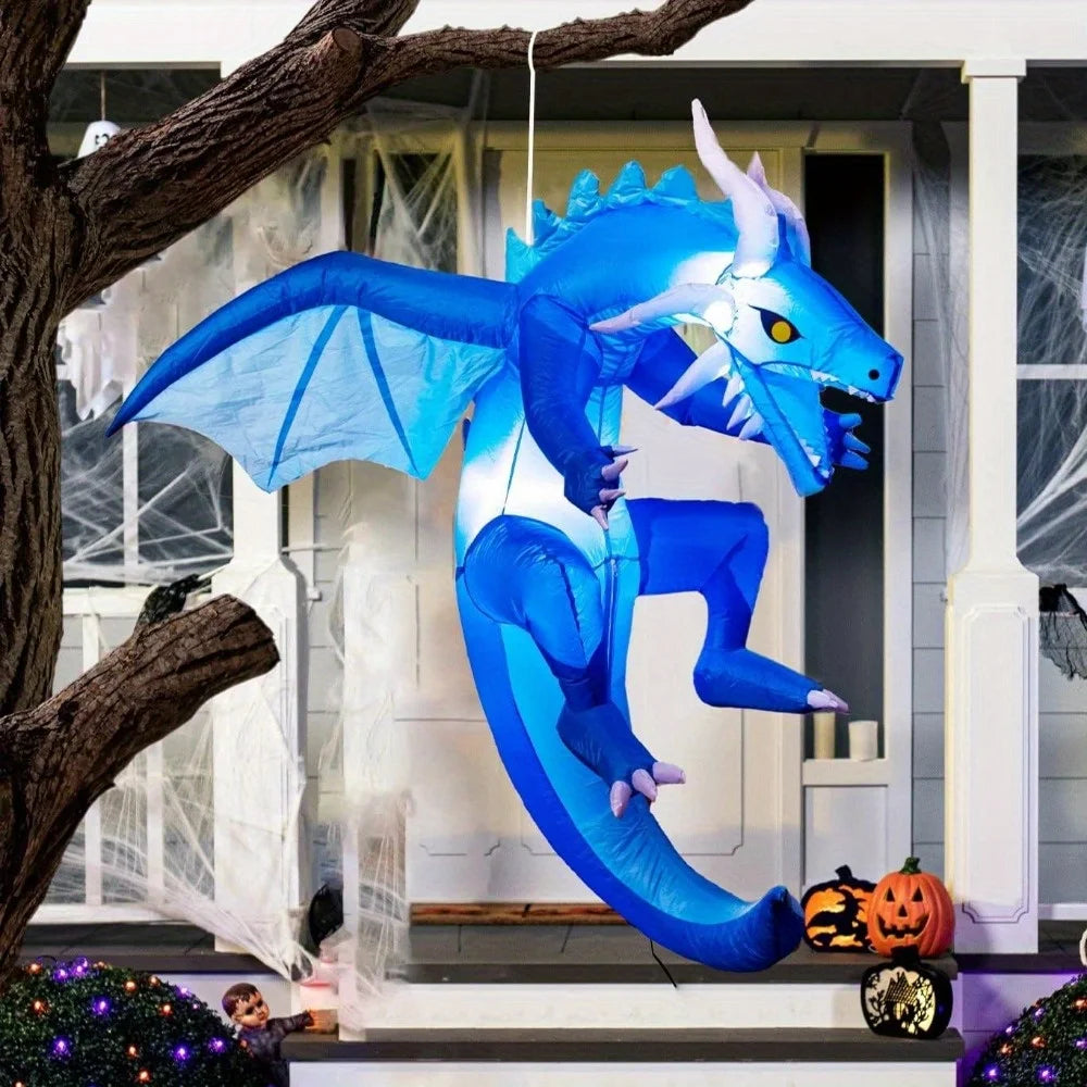 5-Ft Light-Up Hanging Ice Dragon Halloween Inflatable – Outdoor Yard Decoration with LED Lights