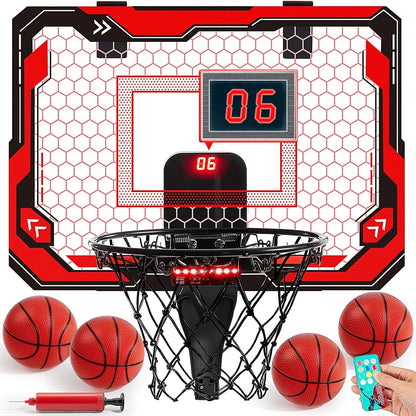 Light-Up Mini Indoor Basketball Hoop Set with Scoreboard & 4 Balls