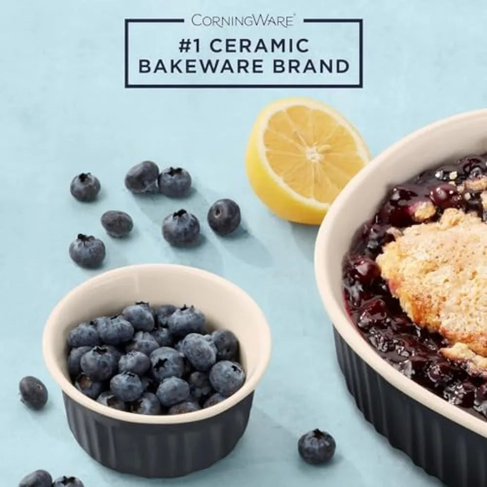 12-Piece Ceramic Stoneware Bakeware Set with Glass & Storage Lids – Oven-to-Table Baking Dishes