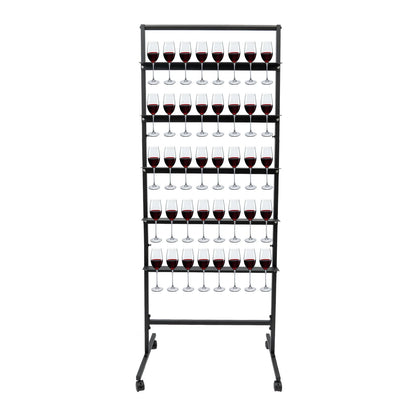 5-Tier Rolling Champagne & Stemware Display Stand – Holds 40 Glasses