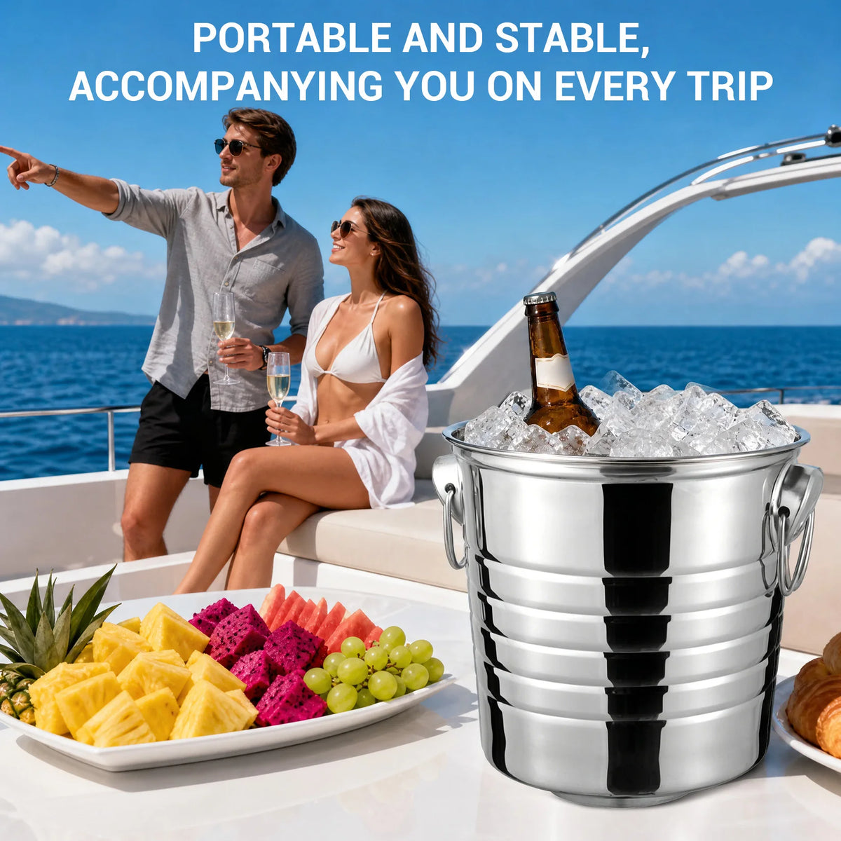 6-Pack 3L Stainless Steel Beverage Tubs with Handles – Ice Buckets for Beer, Wine & Champagne