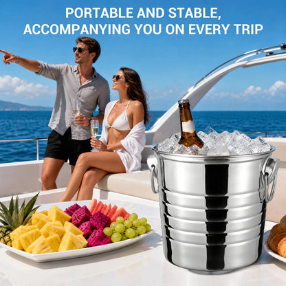 6-Pack 3L Stainless Steel Beverage Tubs with Handles – Ice Buckets for Beer, Wine & Champagne