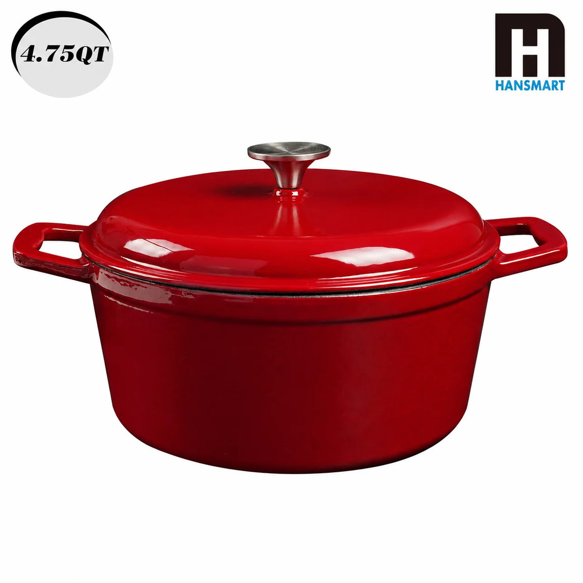 4.75 Qt Enameled Cast Iron Dutch Oven with Lid – Oven & Induction Safe for Bread, Braising & Stewing