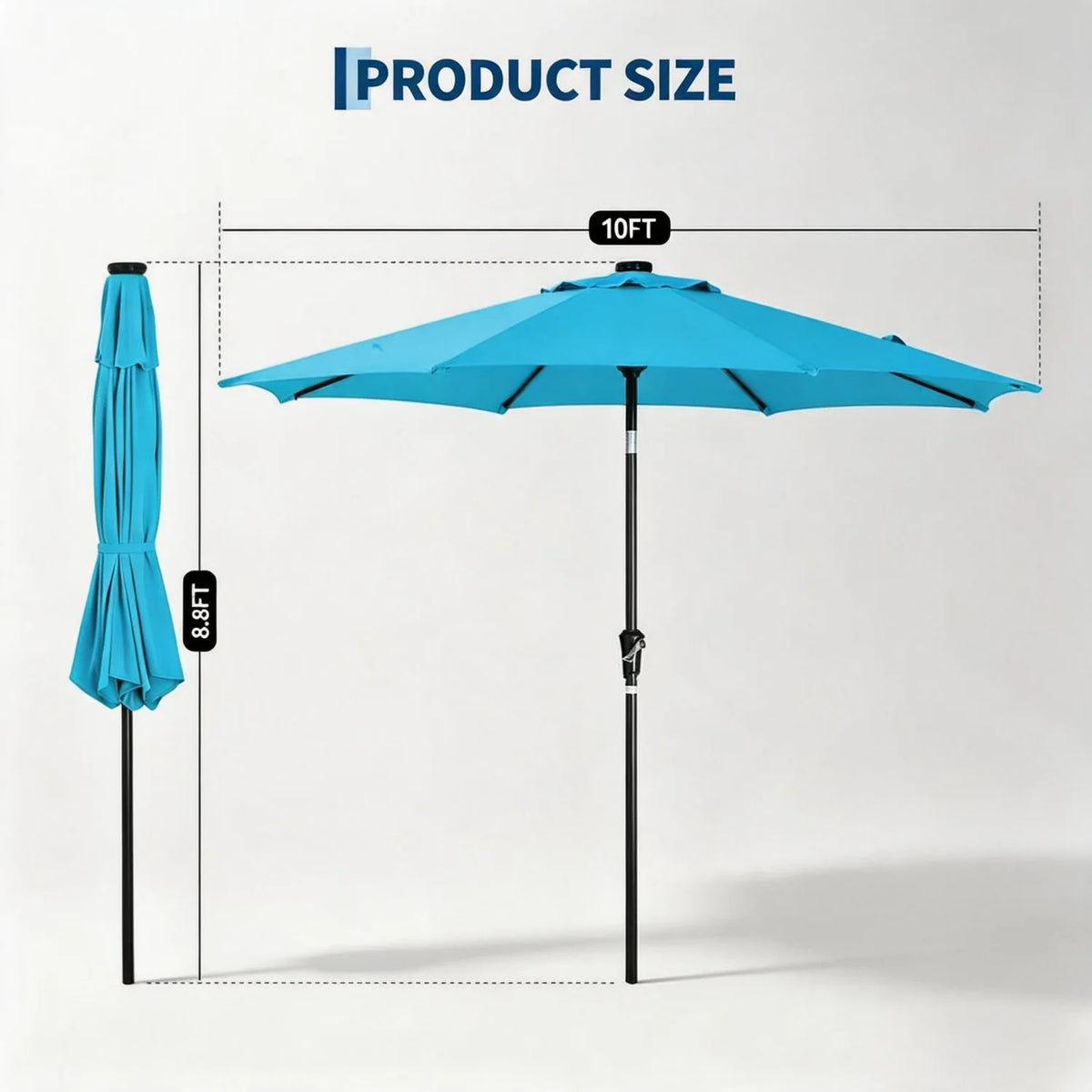 9FT/10FT Solar LED Patio Umbrella with 32 Lights