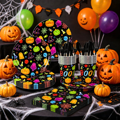 351-Piece Halloween Disposable Tableware Set – Serves 50