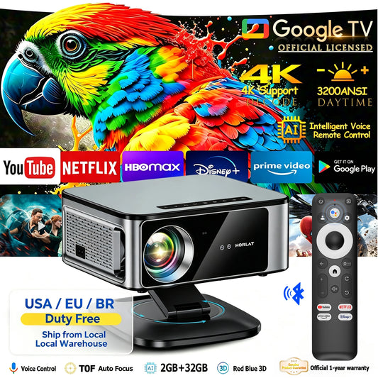 HORLAT T10ULTRA Smart Home Theater Projector – 3200 ANSI, Native 1080P, 4K/8K Decoding & WiFi 6