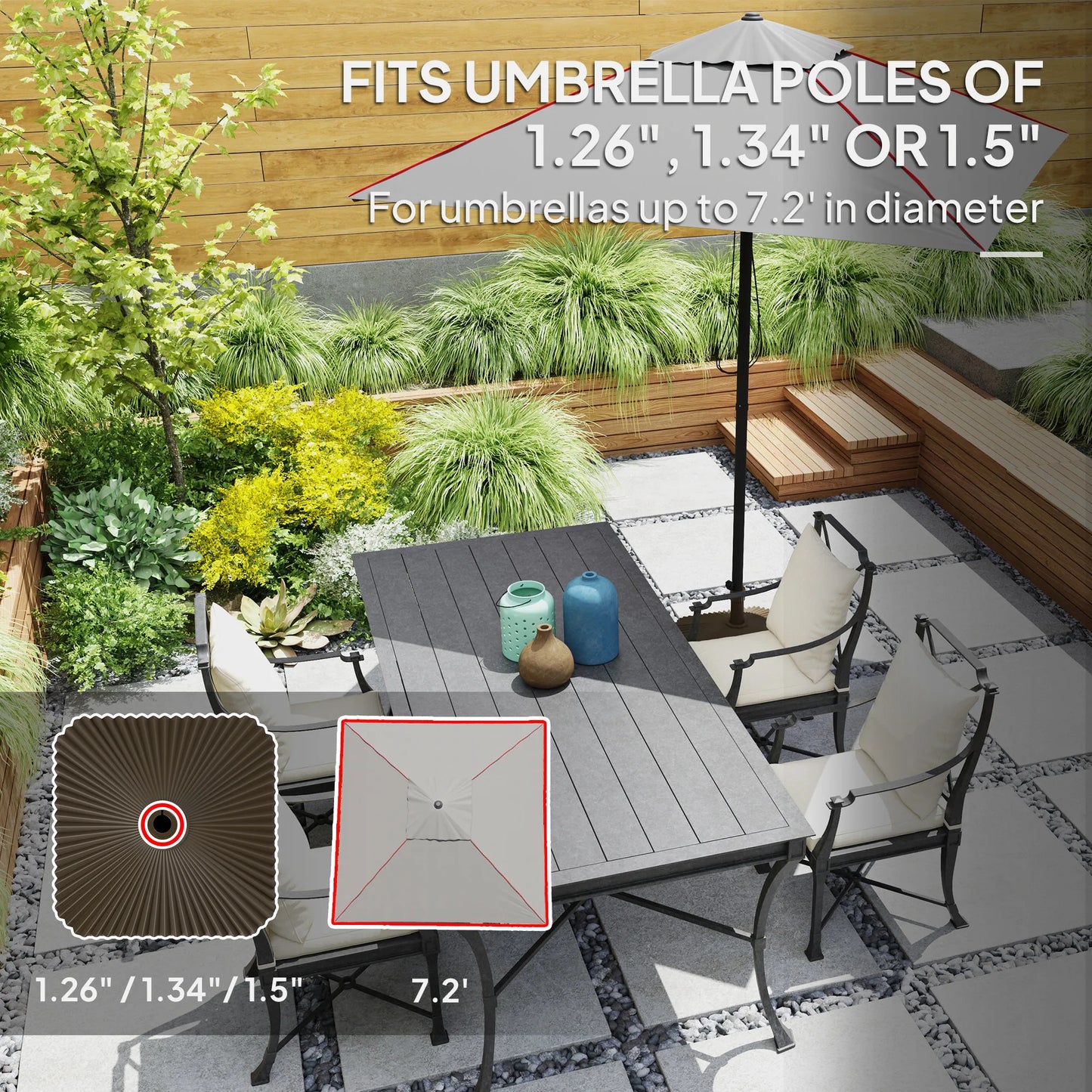Fillable Square Patio Umbrella Base – Sand or Water Weighted Outdoor for Smaller Umbrellas Stand