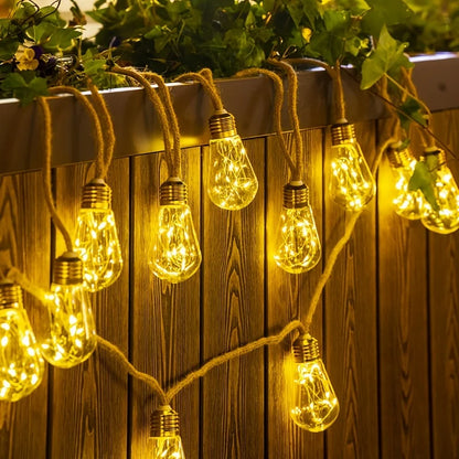23-Ft Solar Rope String Lights – 16 Shatterproof Bulbs with 8 Lighting Modes