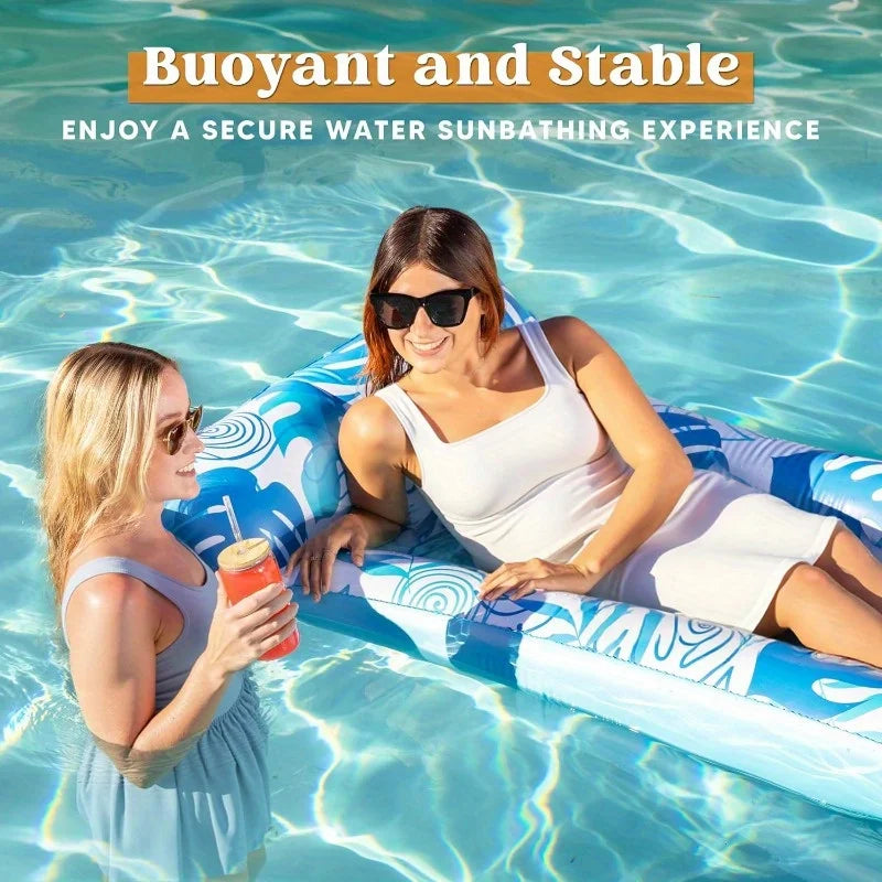 2-Pack Inflatable Pool Loungers with Headrests – Water-Flow Tanning Floats