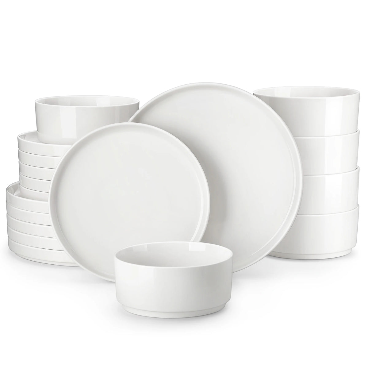 MALACASA Black Rim Porcelain Dinnerware Set – 12, 16, 18 or 24 Piece