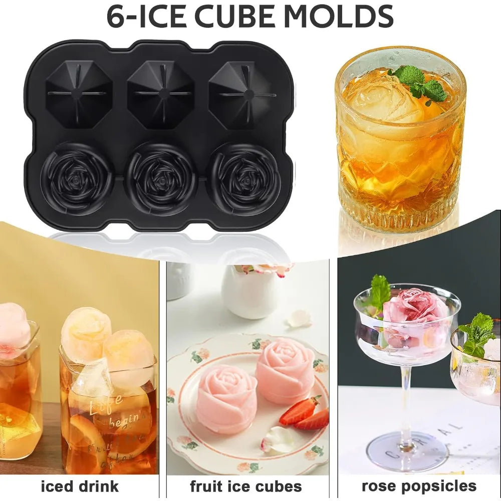 Rose & Diamond Large Cocktail Ice Mold with Lid