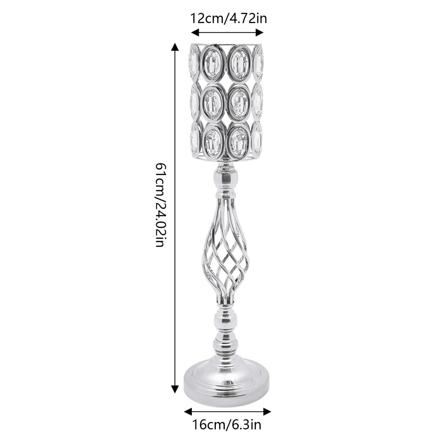 24" Silver Crystal Floral Centerpiece Stands – 10 Piece Set