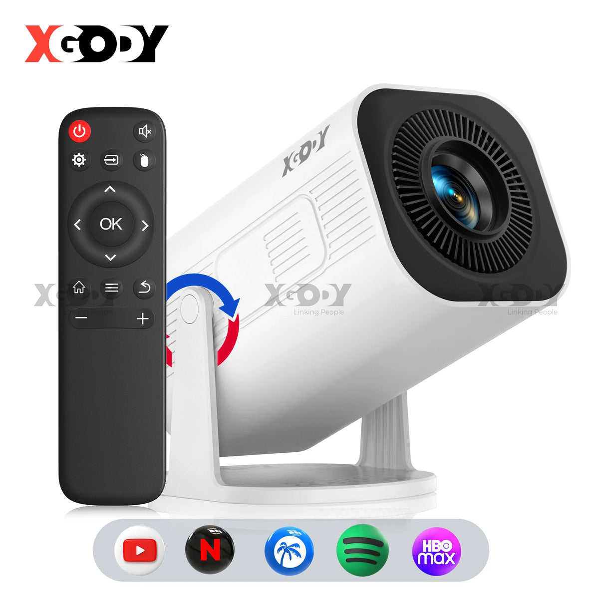 XGODY Gimbal 3 Pro Mini Smart Projector – 300 ANSI, Native 720P, Android 11 & WiFi 6