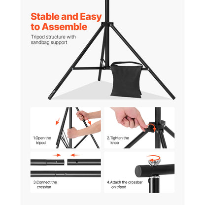 Adjustable 10 ft Backdrop & Projector Screen Stand – Heavy-Duty Event, Party & Photo Frame