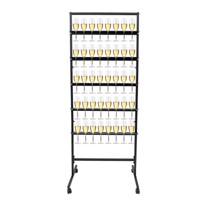5-Tier Rolling Champagne & Stemware Display Stand – Holds 40 Glasses