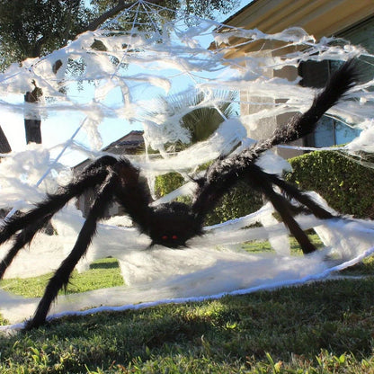 59" Giant Halloween Spider with 23 × 18 Ft Spider Web – 400 Sq. Ft. Outdoor & Photo Booth Décor