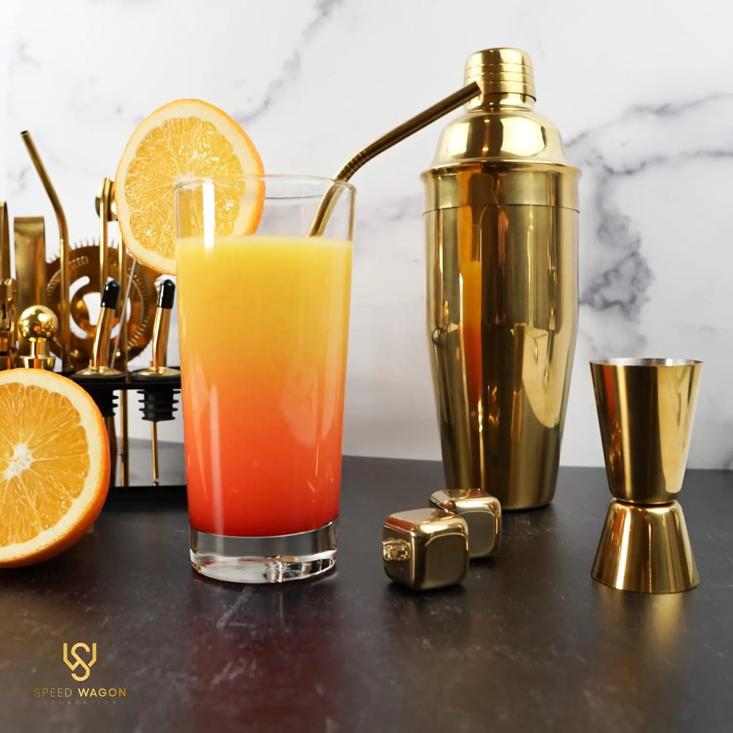 Mixology Bartender Kit – 24 Piece Gold Cocktail Shaker Set with Stand