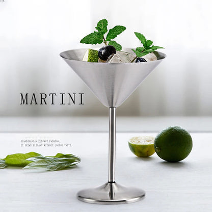 Stainless Steel Martini & Cocktail Glass – Steel Silver or Rose Gold