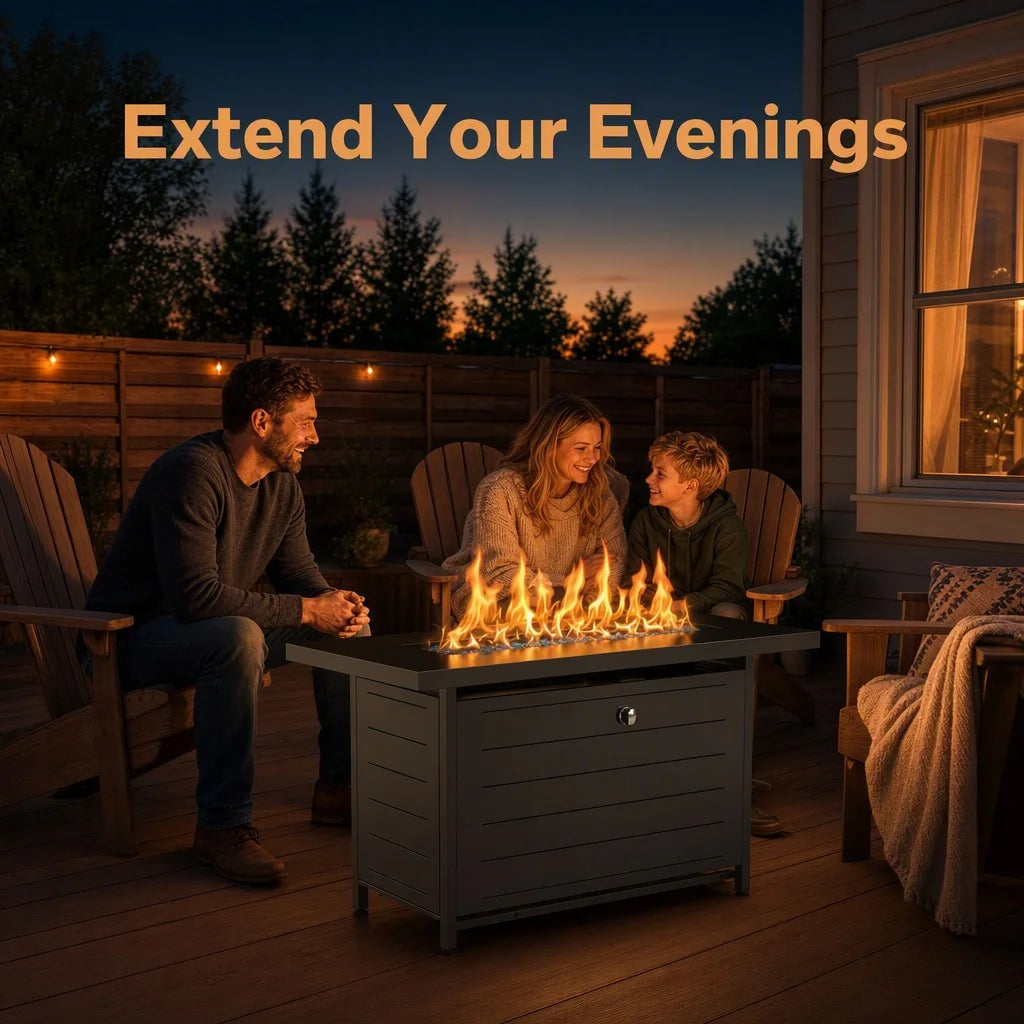 43" Rectangular Propane Fire Pit Table