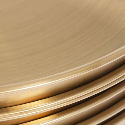 Gold Round Stainless Steel Serving & Display Trays – 12", 6 Piece Set