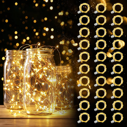 30-Pack Battery-Powered Fairy String Lights – 6.5 Ft, 20 LED Warm White or Yellow Mini Lights