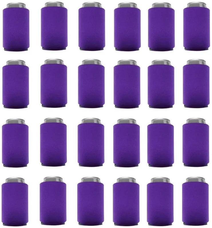 24-Pack Blank Collapsible Foam Can Cooler Sleeves – Party Favors & Beverage Holders
