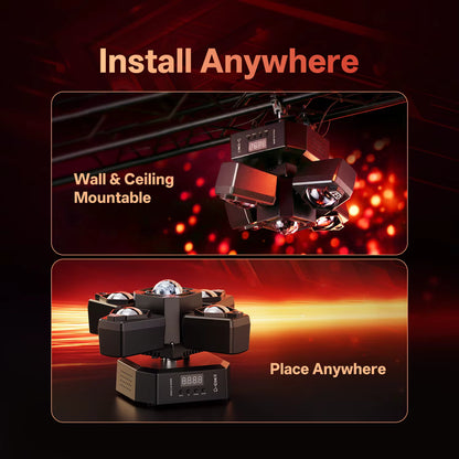 4-in-1 RGBW Moving Head DJ Party Light – Beam, Laser, Magic Ball & Strobe