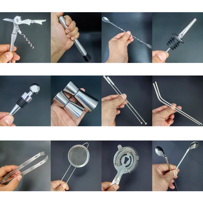13-22Pcs 750ml 600ml Boston Cocktail Shaker Bar Tools Wine Mixer Set Bartender Cocktail Shaker Tool Kit with Holder