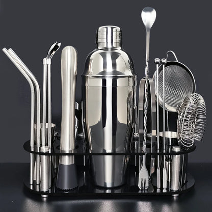 13-22Pcs 750ml 600ml Boston Cocktail Shaker Bar Tools Wine Mixer Set Bartender Cocktail Shaker Tool Kit with Holder